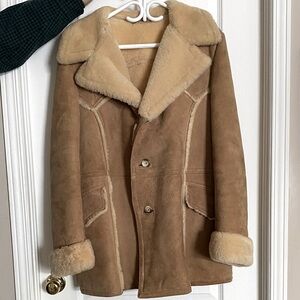 Vintage Shearling Coat Jacket Genuine Sheepskin Made in Canada Oversized Unisex
